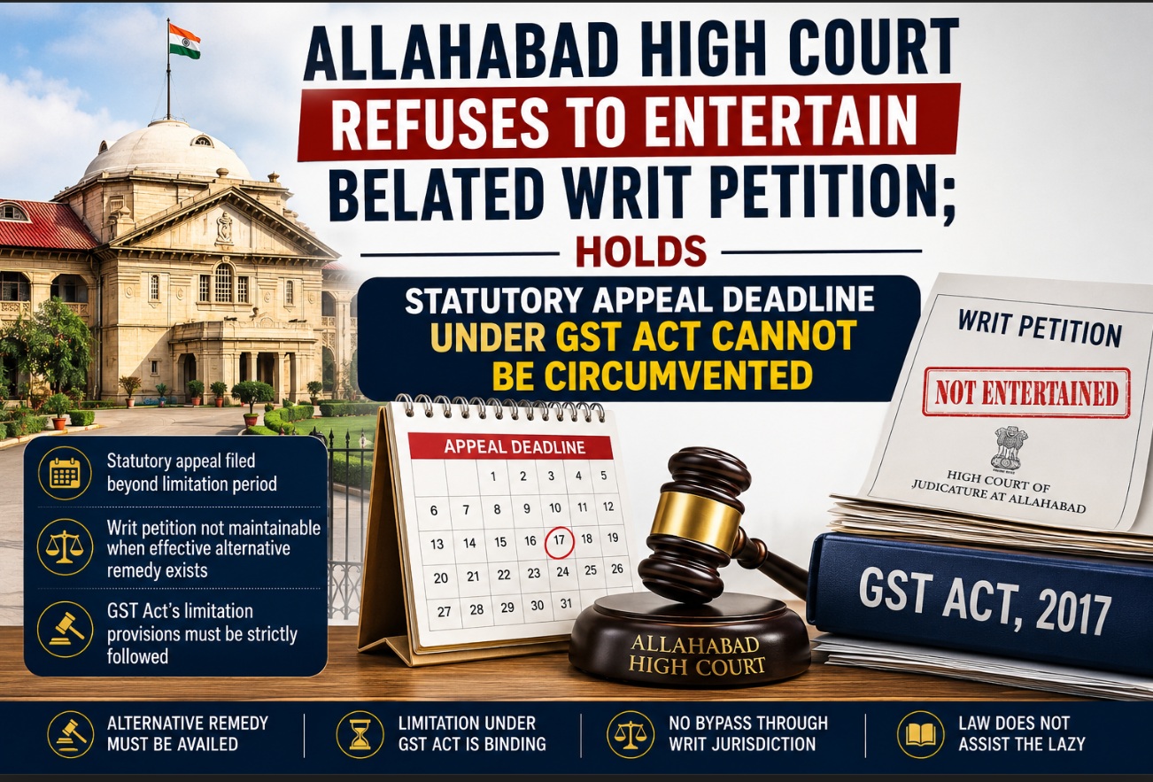 Allahabad High Court Refuses to Entertain Belated Writ Petition; Holds Statutory Appeal Deadline Under GST Act Cannot Be Circumvented